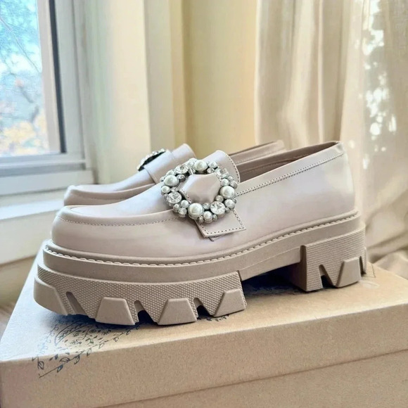 ALOHAS Trailblazer Leather Platform Loafers Pearl US 7 / EUR 38 - Picture 16 of 16